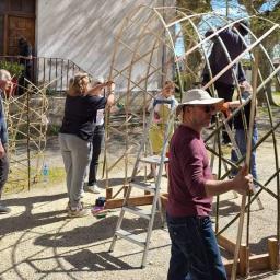 stage arche et tour en lames de bambou tressees